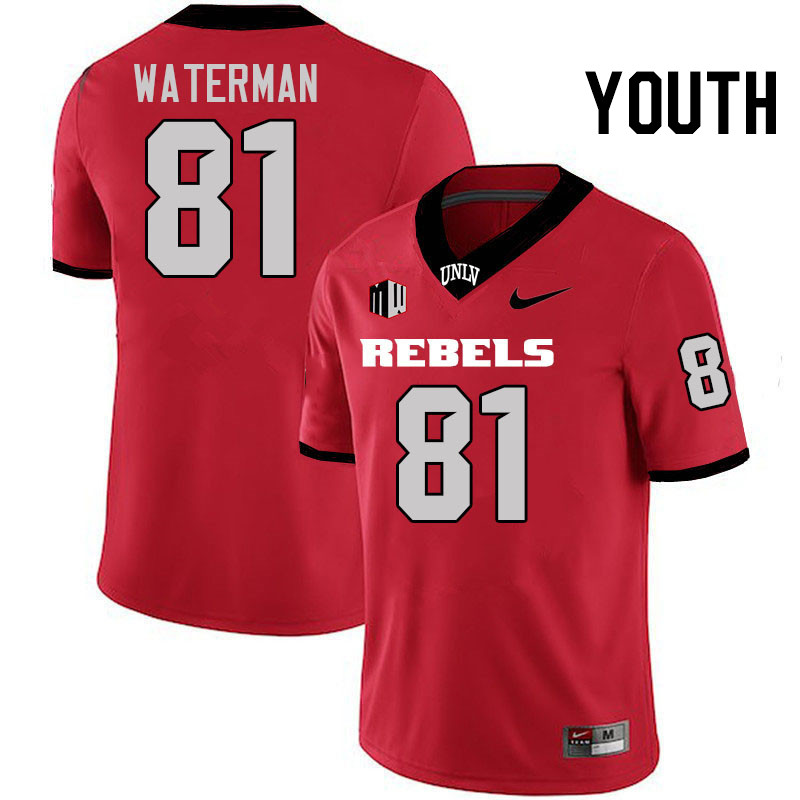 Youth #81 Bryson Waterman UNLV Rebels College Football Jerseys Stitched-Scarlet